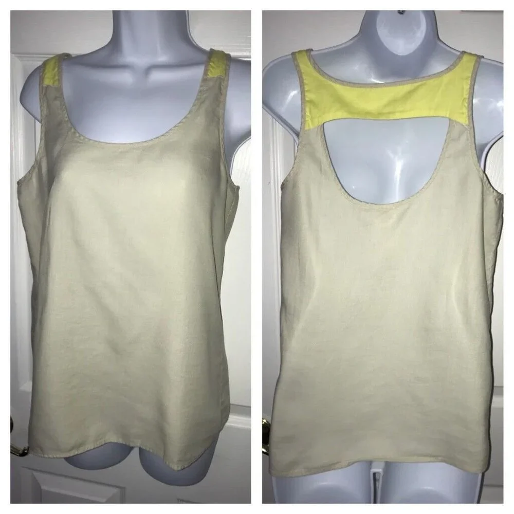 PATAGONIA SEAHURST Tank Top Bleached Stone Yellow SIZE 4 Org Cotton/Tencel EUC - Picture 1 of 9
